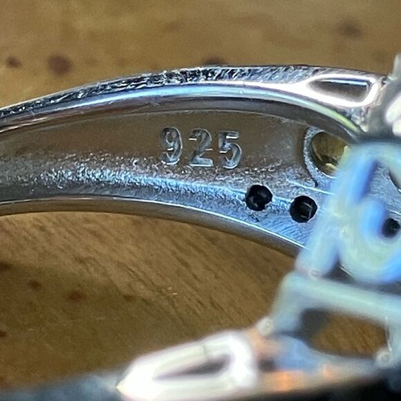 Natural Peridot Black Spinel Sterling Silver Ring Size 8 - Picture 6 of 10